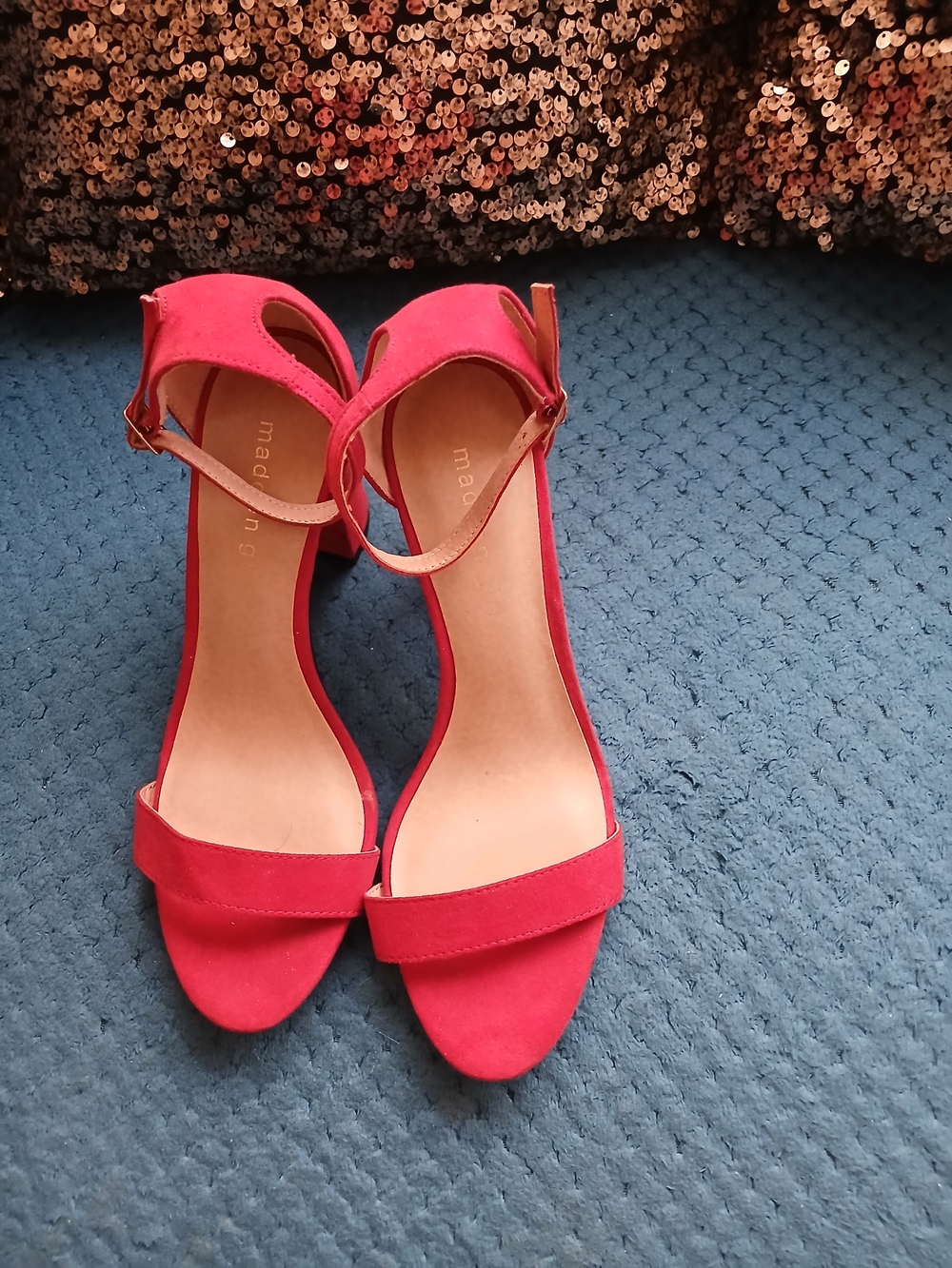 Women's Red Ankle-Strap Heeled Sandals 7.5 PRETTY, SEXY!